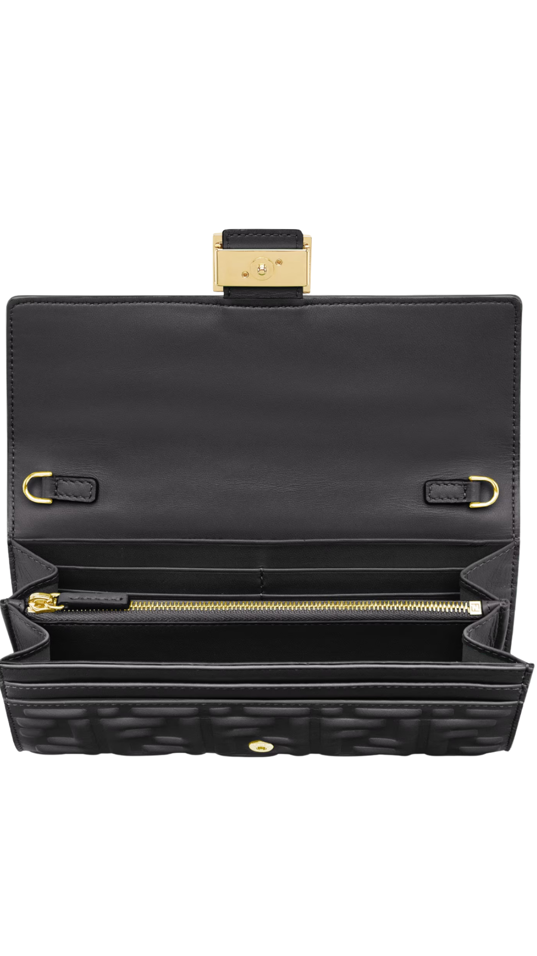 Baguette Continental Wallet With Chain in Black