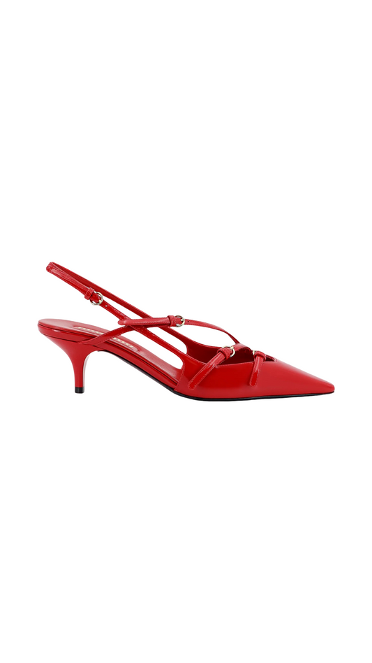 Patent Leather Slingbacks with Buckles RED