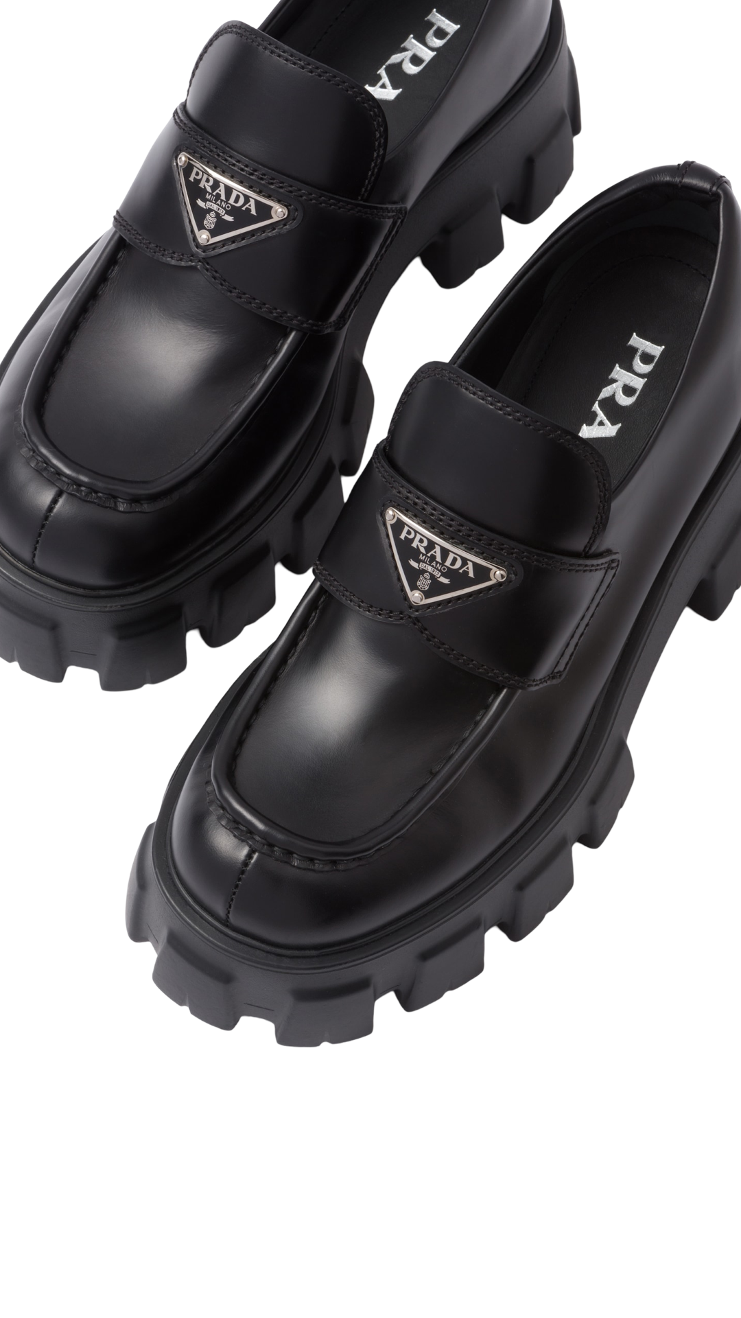 Brushed Leather Monolith Loafers Black