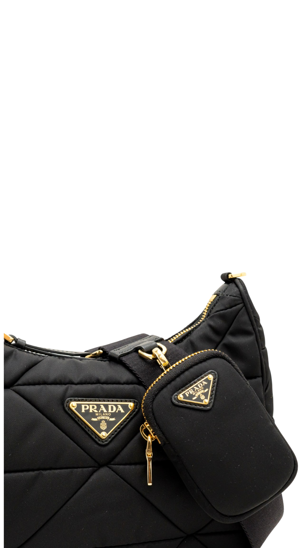 Padded Re-Nylon Shoulder Bag in Black