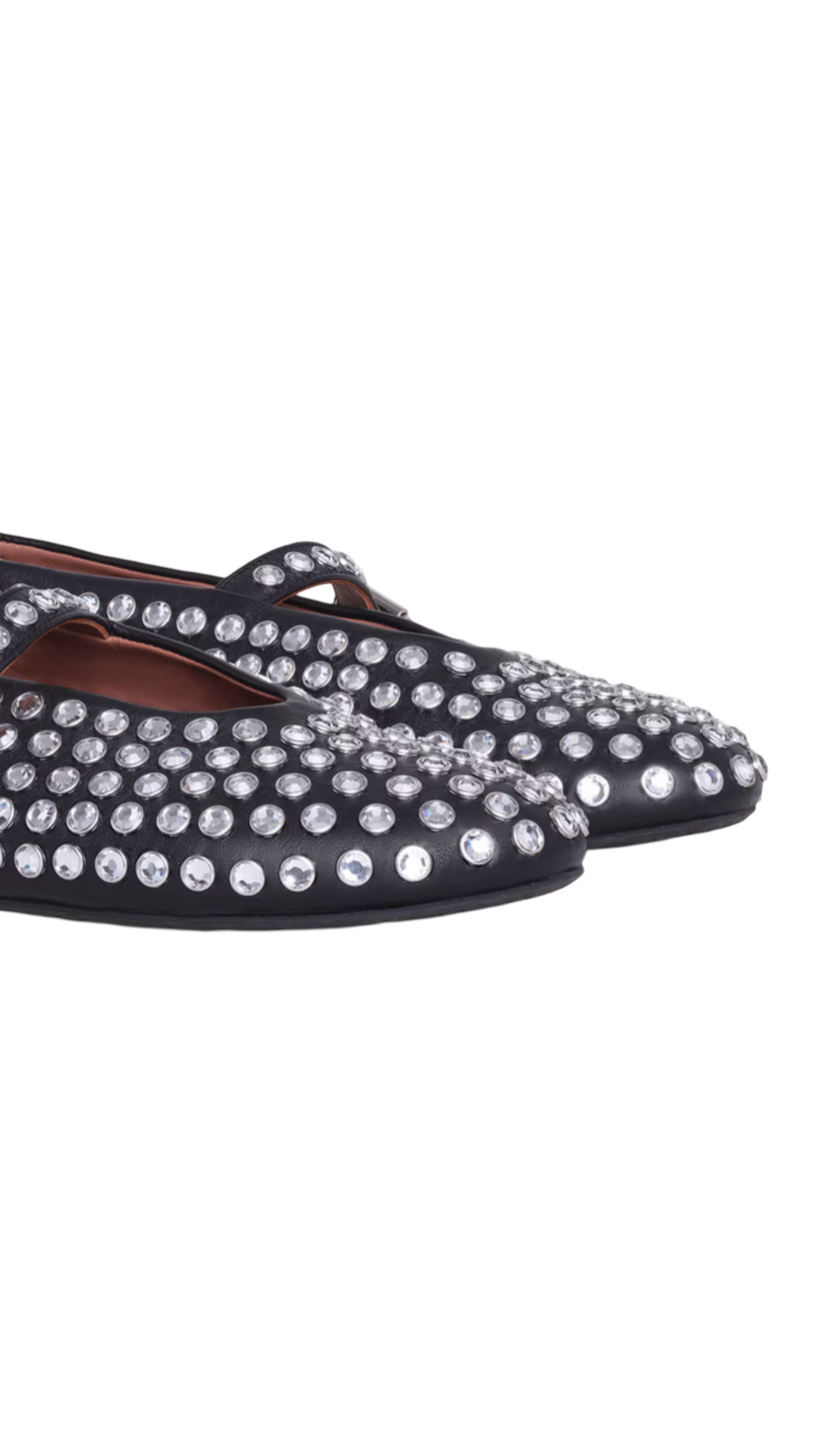 Strass Lambskin Ballet Flats in Black