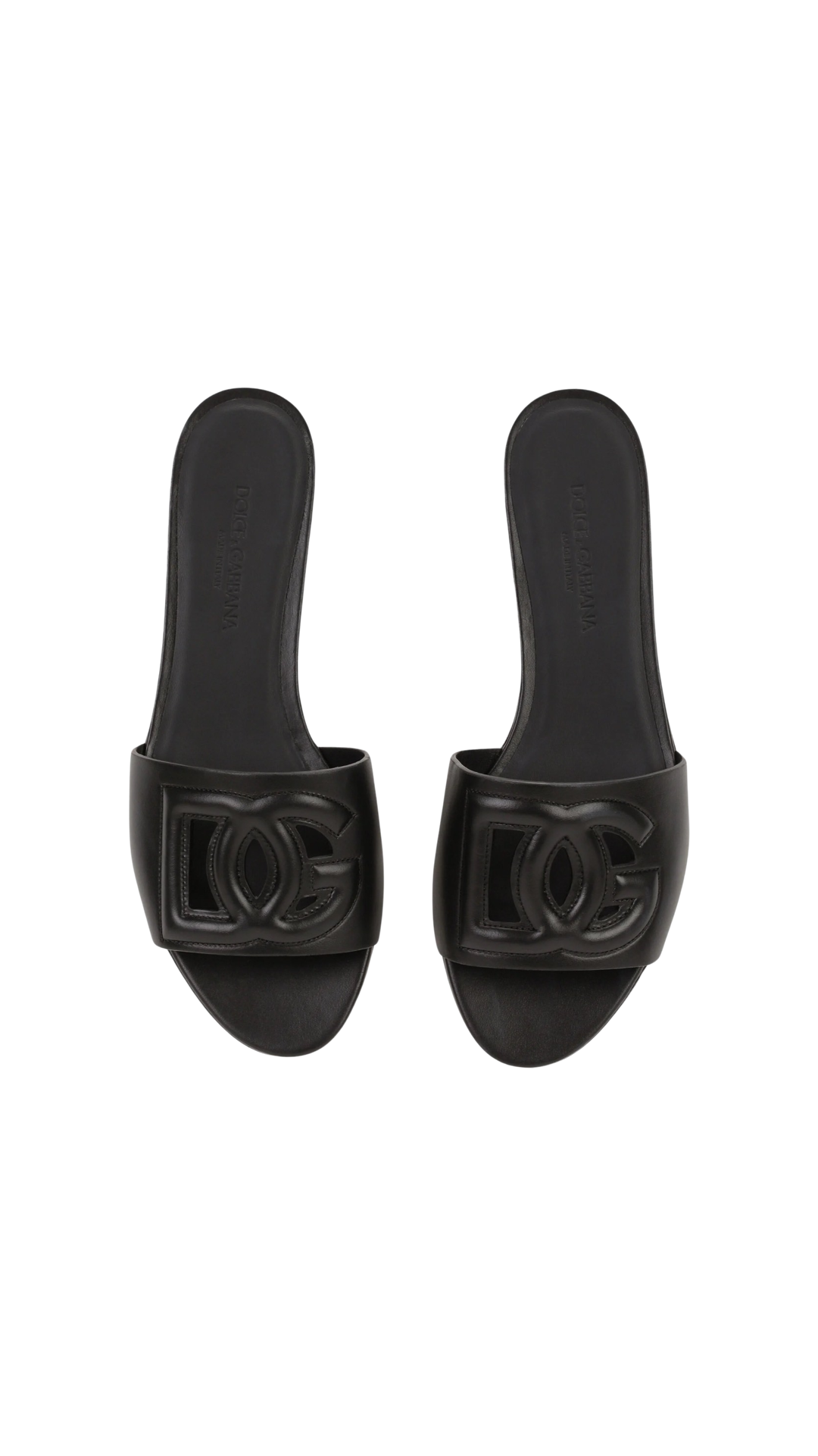 Sandalias de piel de becerro con logo DG Millennials NEGRO