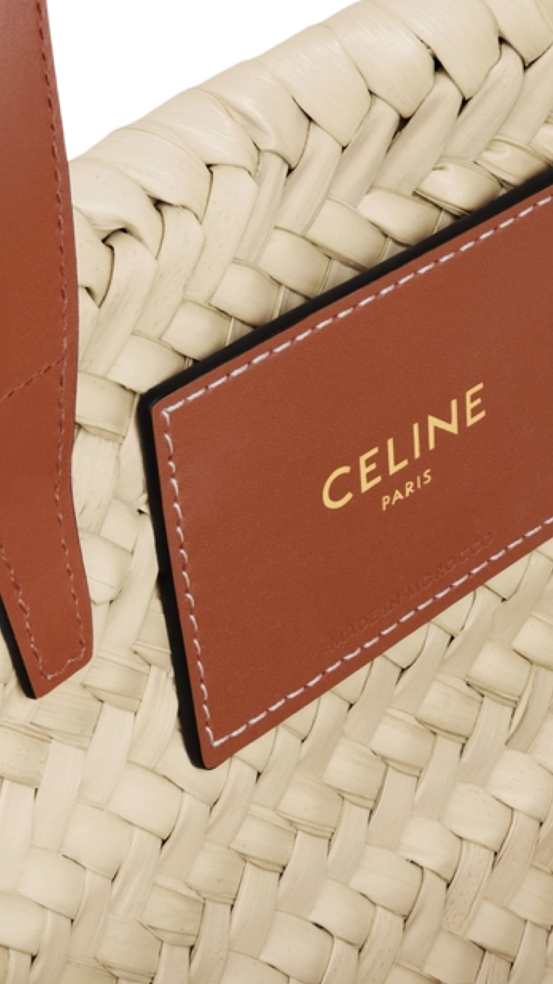 Teen Celine Classic Panier in Palm Leaves and Calfsin in Tan