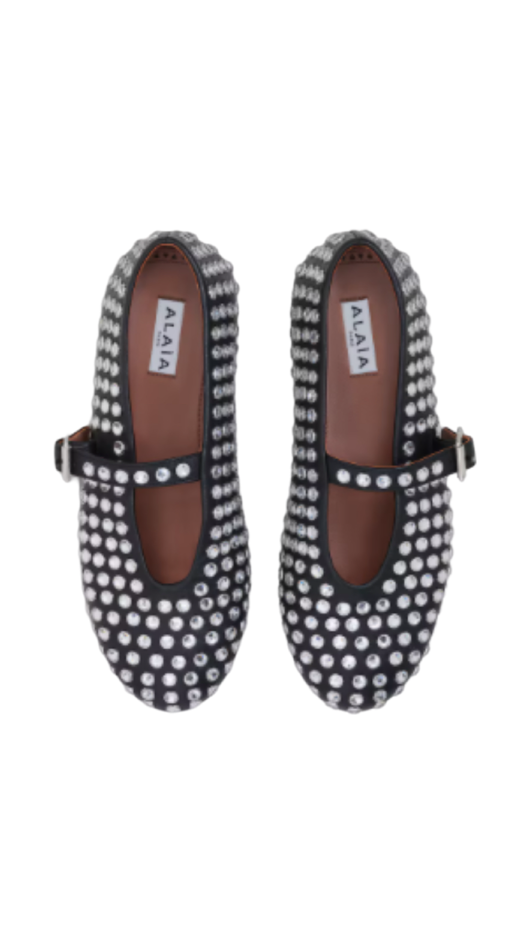 Strass Lambskin Ballet Flats in Black