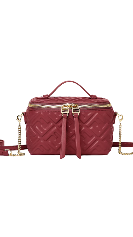 Vanity in Burgundy Nappa Leather Mini-Bag with FF Motif