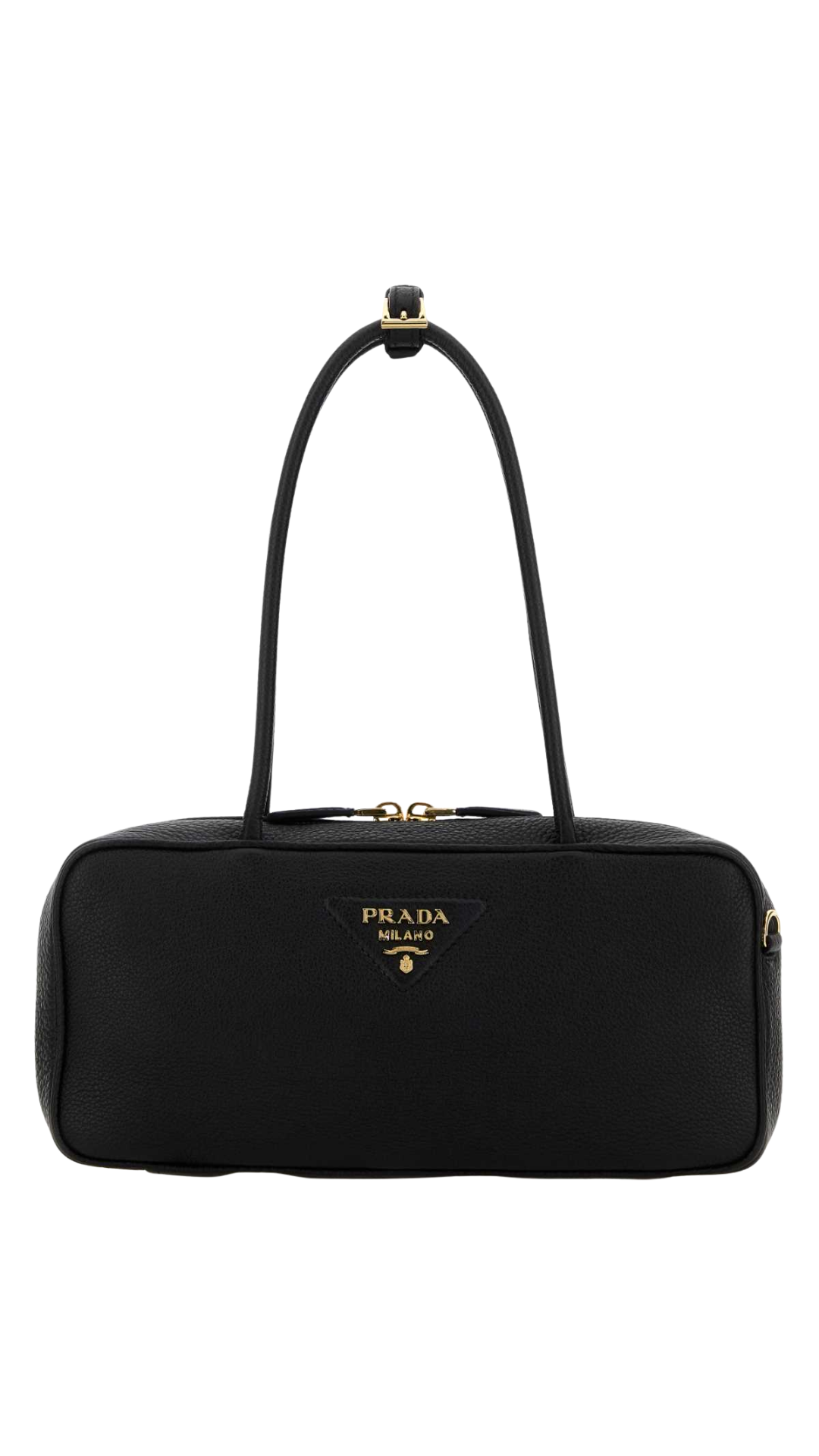 Re-Nylon Leather Shoulder Bag in Black