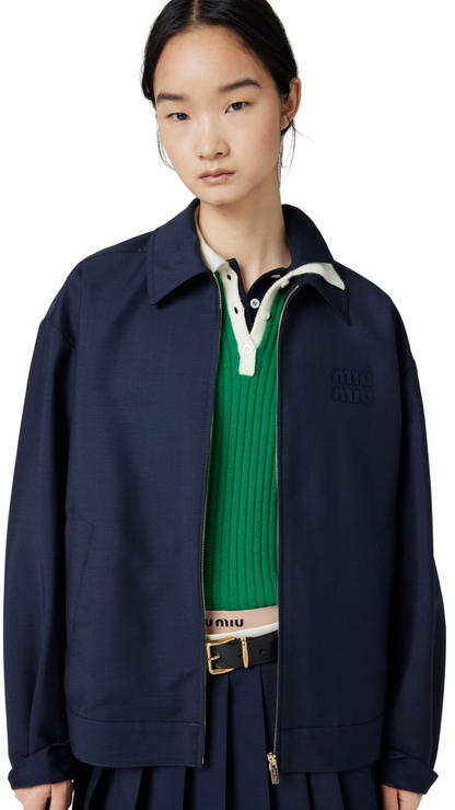Mohair Blouson Jacket in Navy