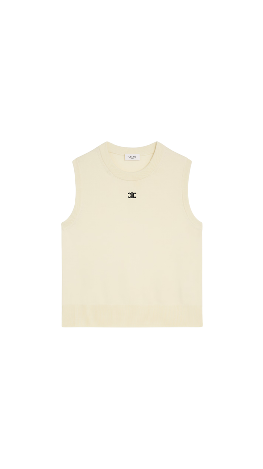 Top In Fine Wool in Off White