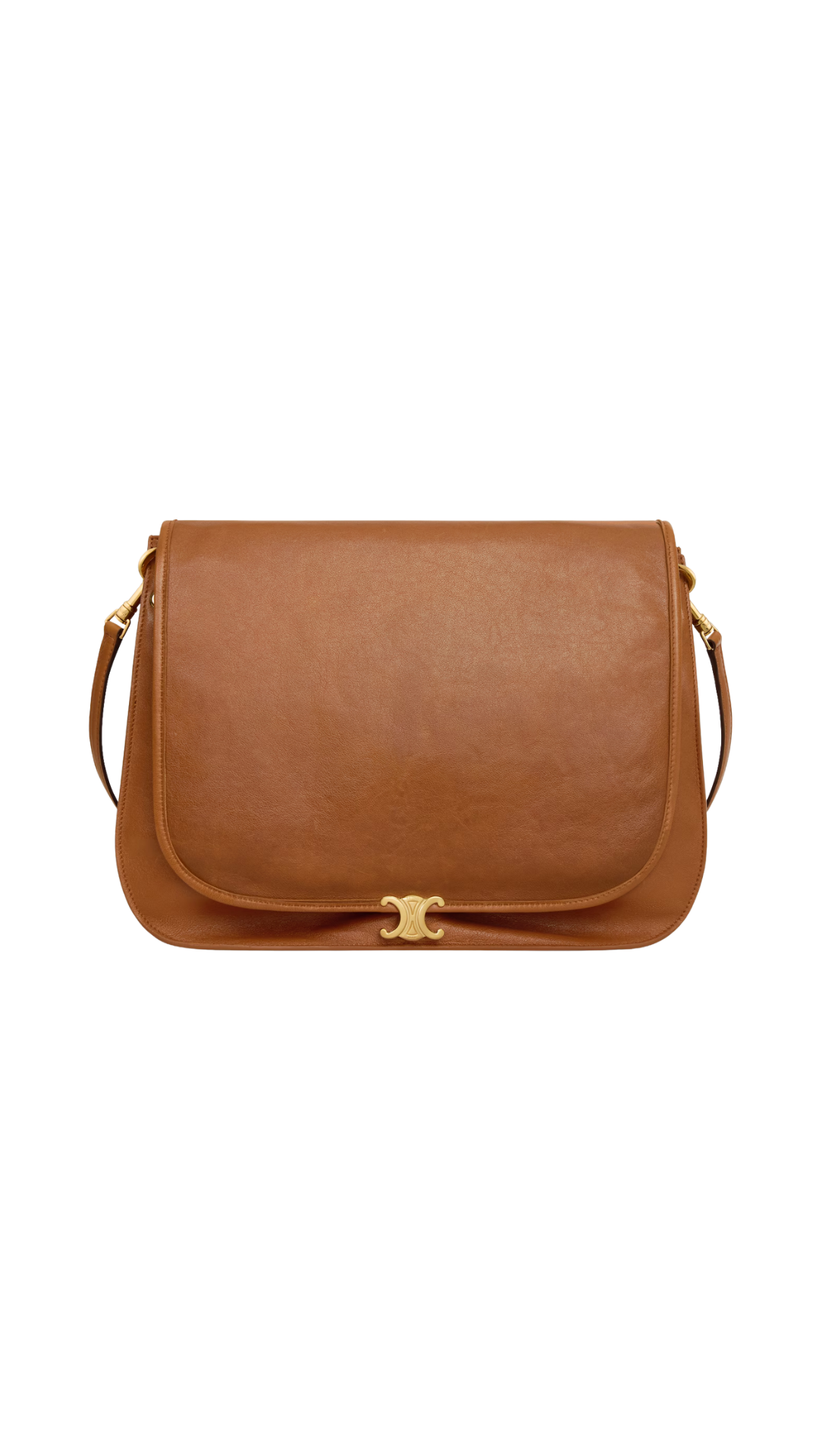 Bandolera Soft Triomphe de piel de cordero brillante flexible en color Tan