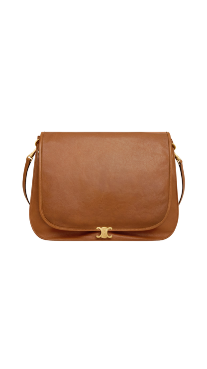 Bandolera Soft Triomphe de piel de cordero brillante flexible en color Tan
