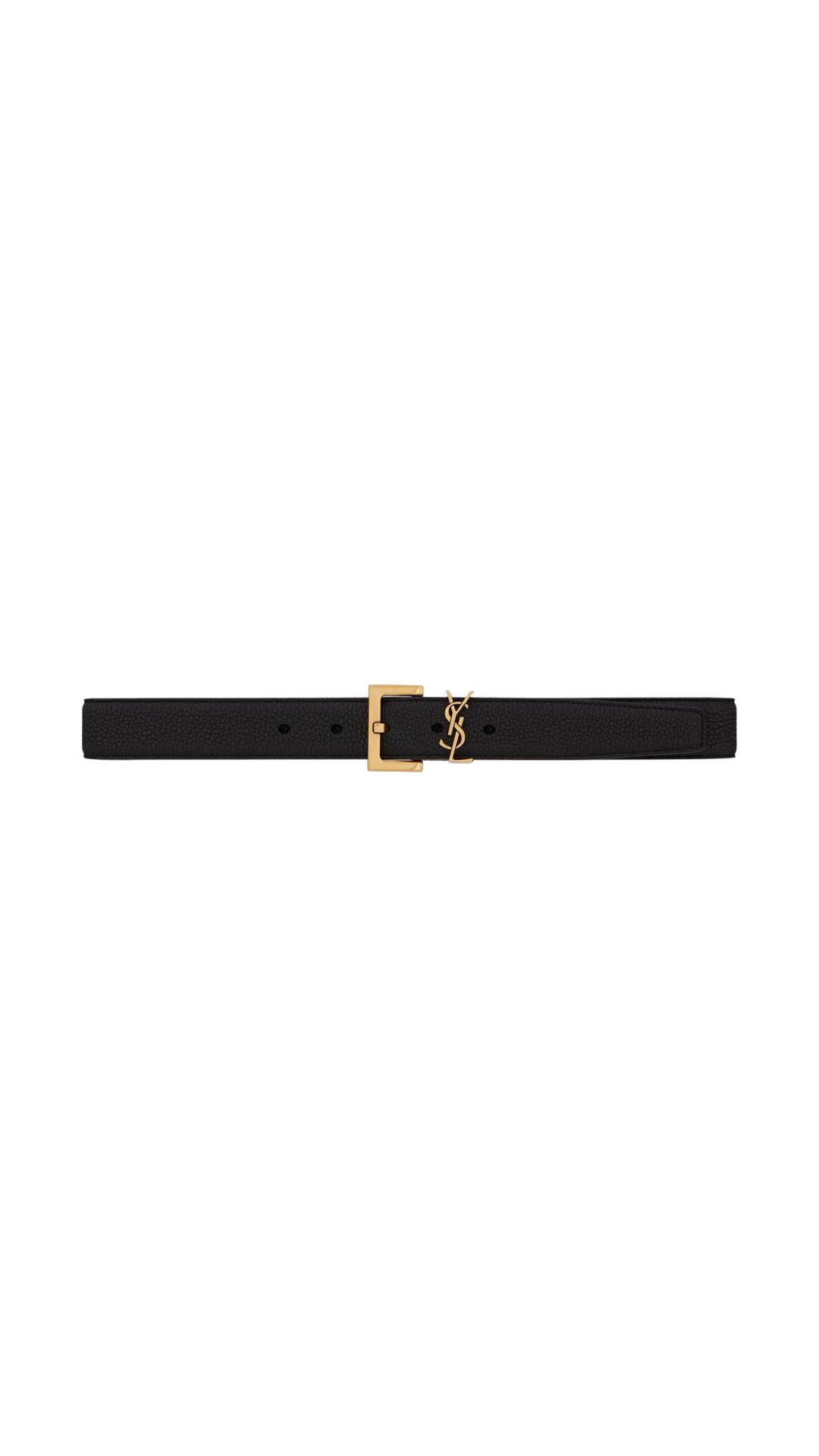 Cassandre Belt With Square Buckle In Grained Leather in Black