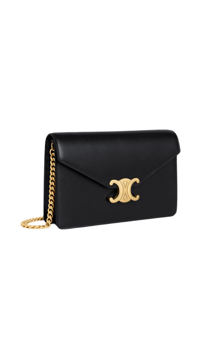 Wallet On Chain Margo In Shiny Calfskin Black