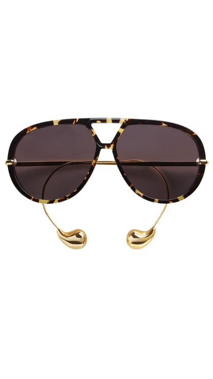 Drop Aviator Sunglasses in Havana/Grey