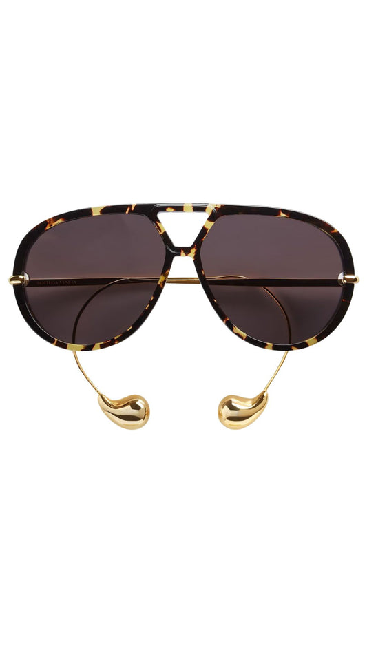 Drop Aviator Sunglasses in Havana/Grey