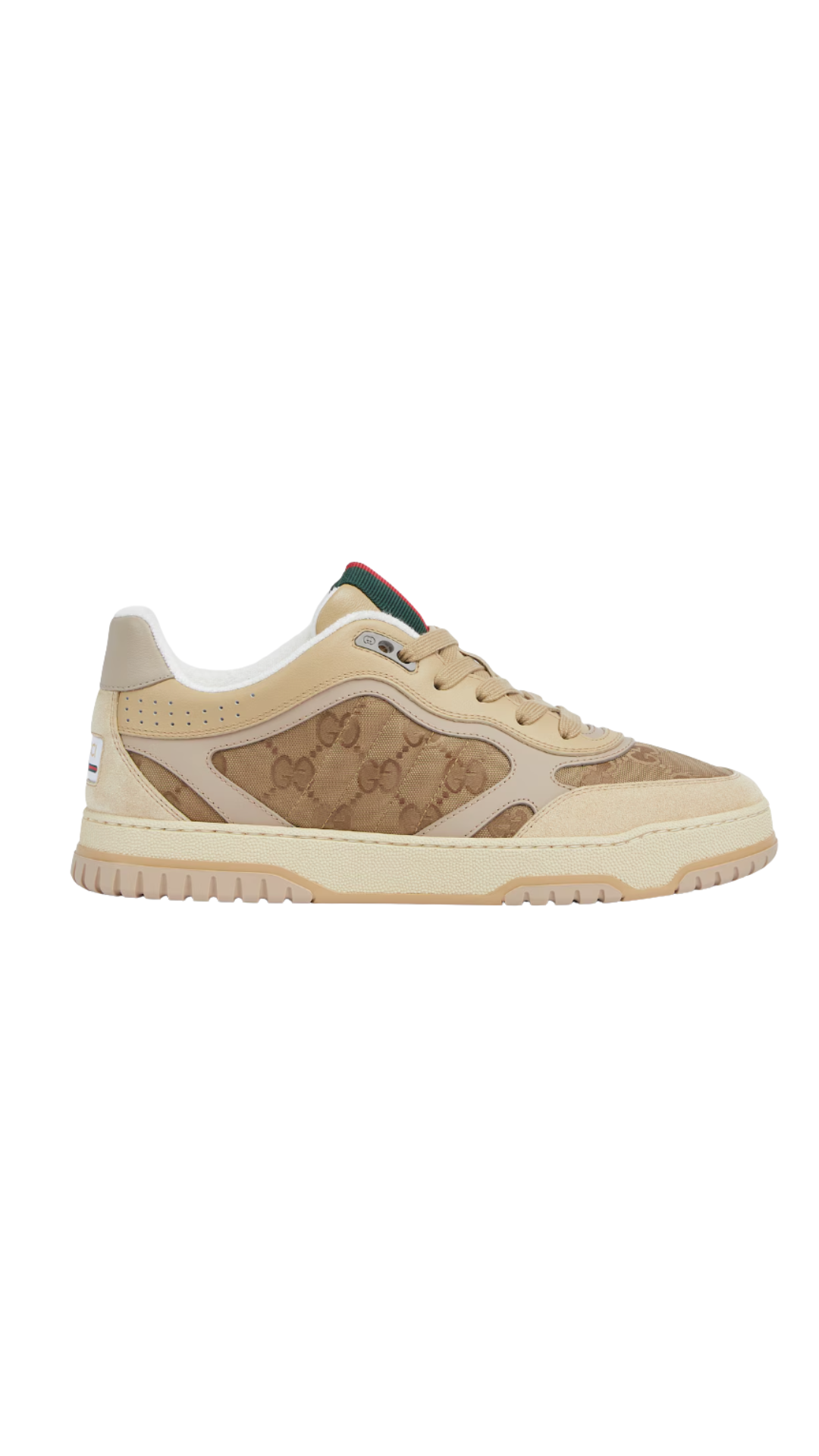 Men's Gucci Re-Web Sneaker in Beige and Dark Brown GG Nylon