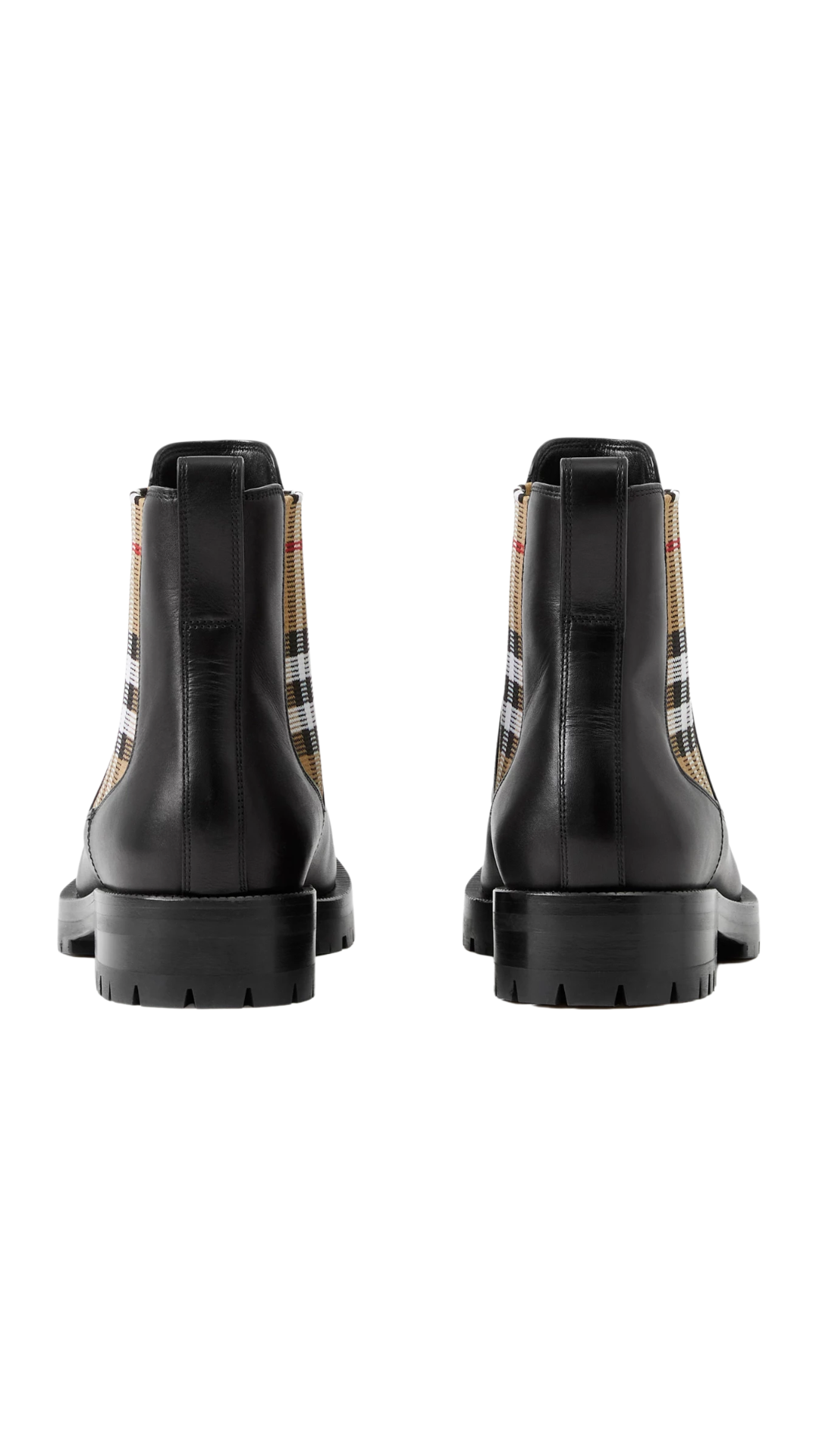 Check Panel Leather Chelsea Boots in Black