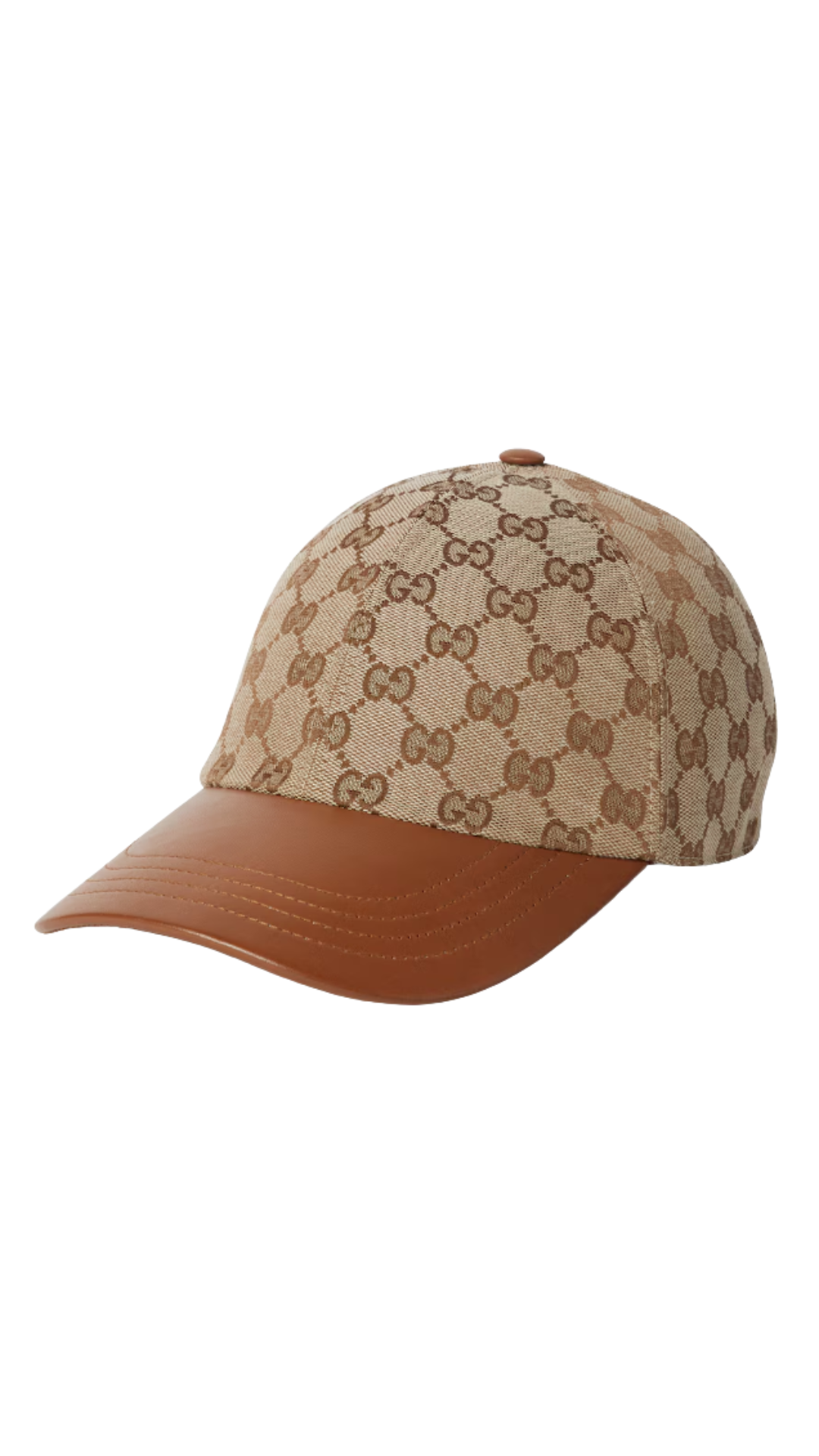 GG Canvas Baseball Hat in Beige and Dark Brown