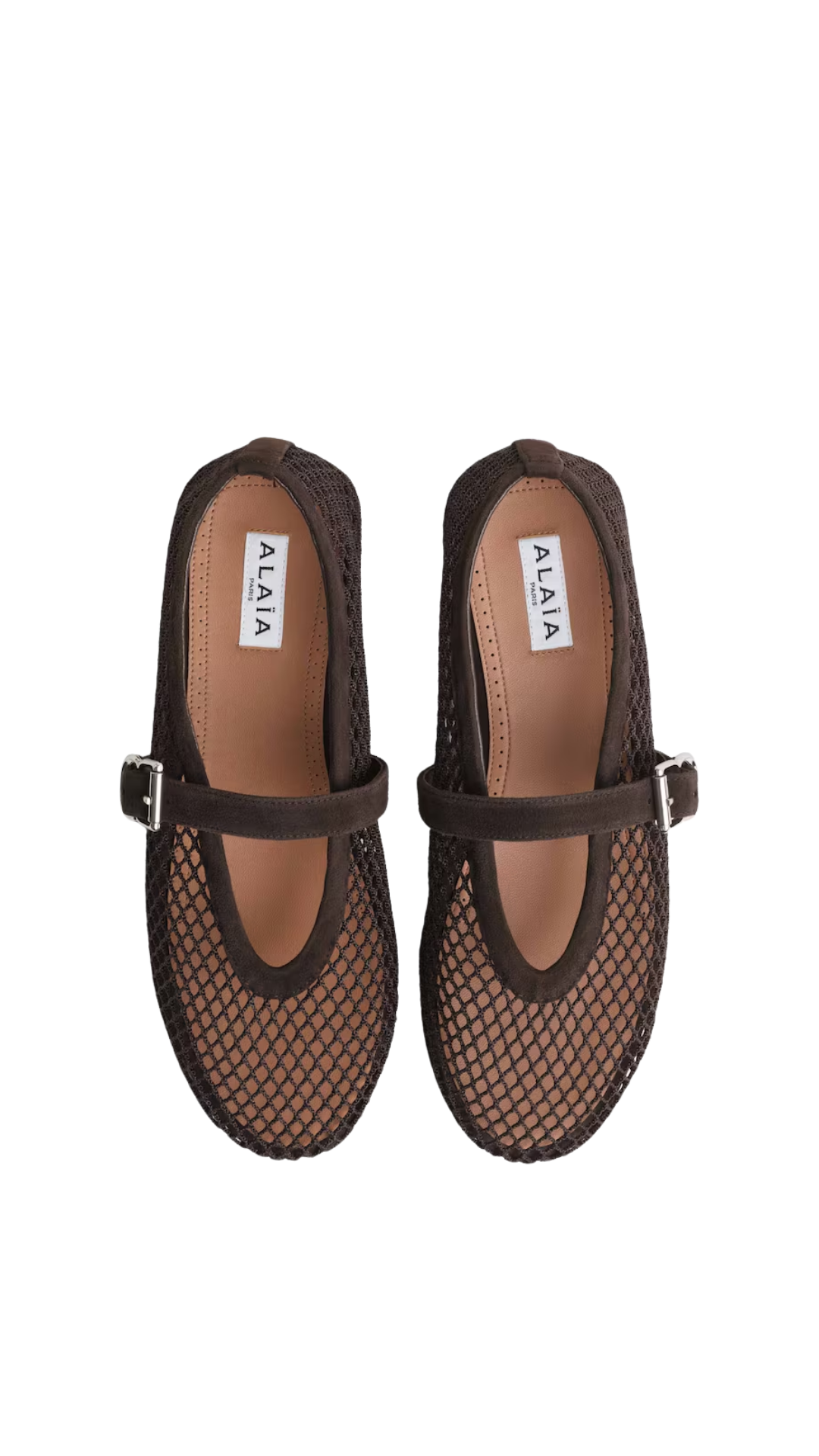 Ballet Flats in Fishnet Dark Brown
