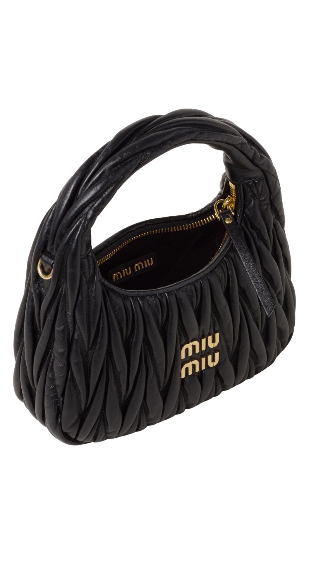 Bolso hobo Wander de piel napa acolchada en negro
