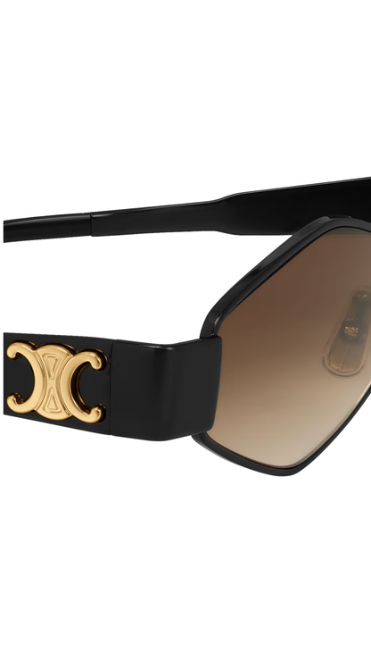 Triomphe Metal 02 Sunglasses In Metal Black / Gradient Brown