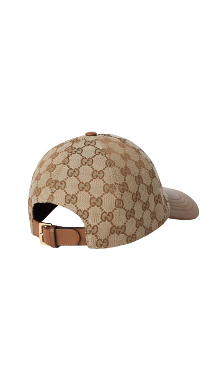 GG Canvas Baseball Hat in Beige and Dark Brown