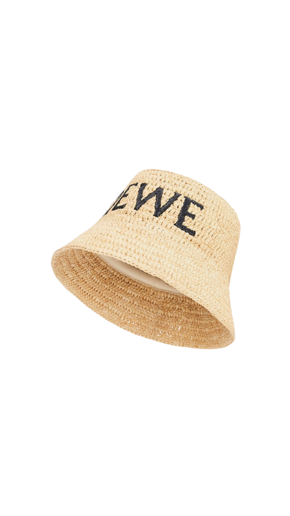 Bucket Hat in Natural Raffia