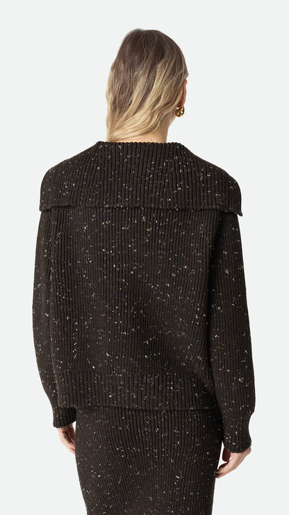 Wool English Rib Cardigan in Fondant