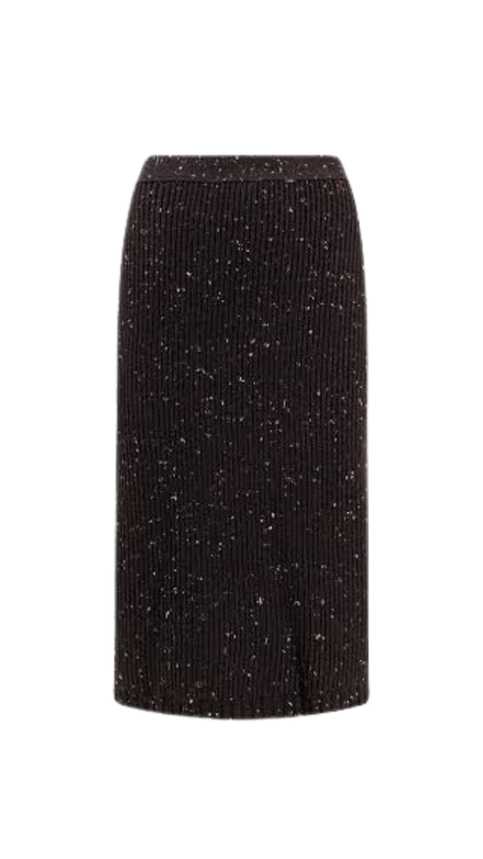 Wool English Rib Skirt in Fondant