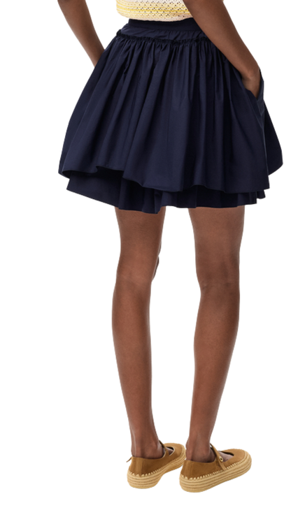 Mini Skirt in Blue Cotton