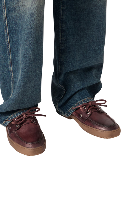 Leather Deck Shoes in Coffee