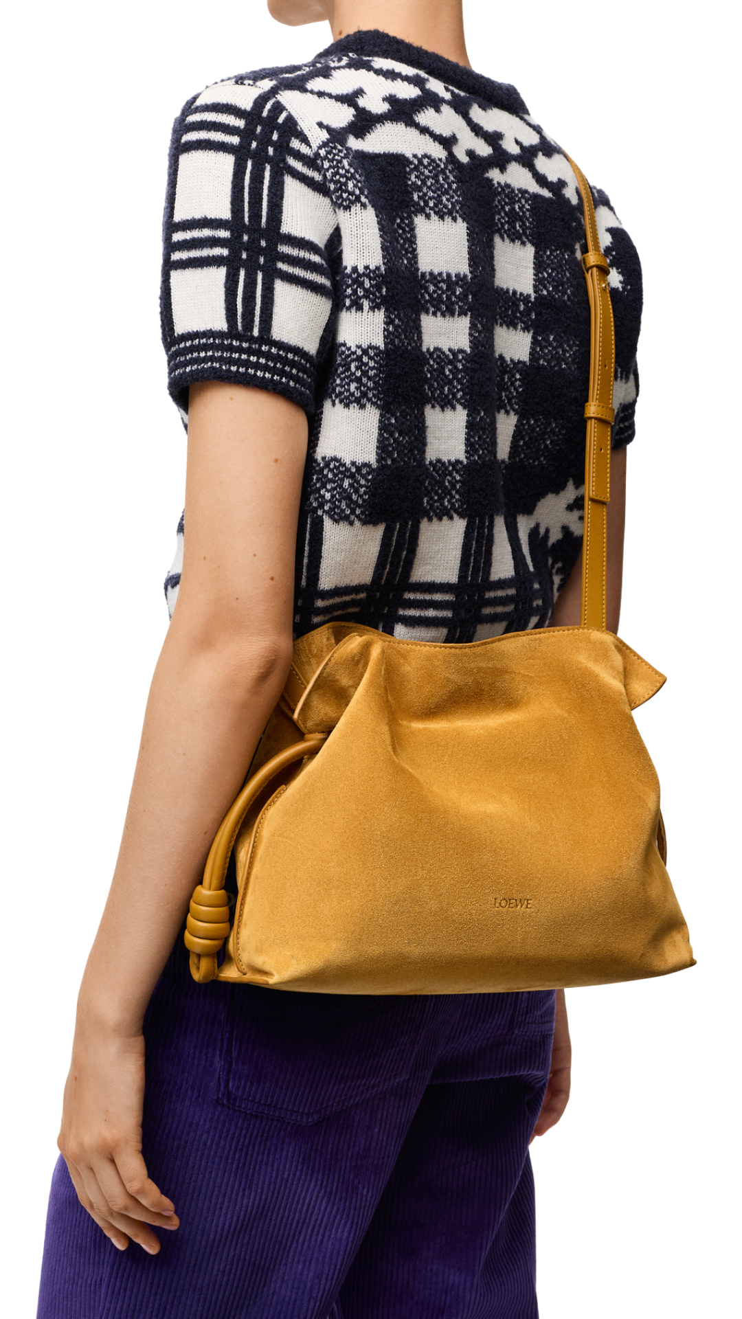 Medium Flamenco Clutch in Ochre Suede