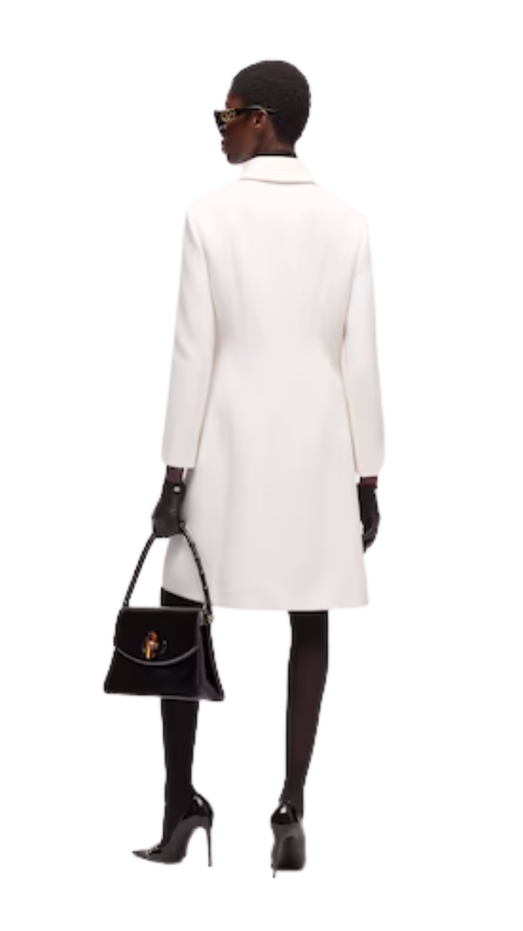 Wool Natté Coat with Double G Button in White