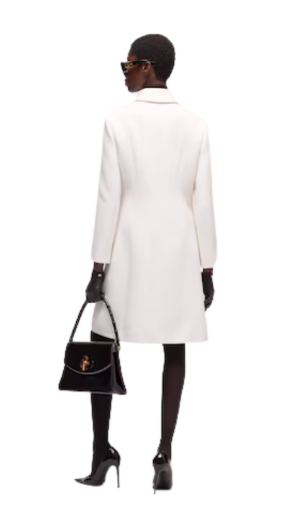 Wool Natté Coat with Double G Button in White