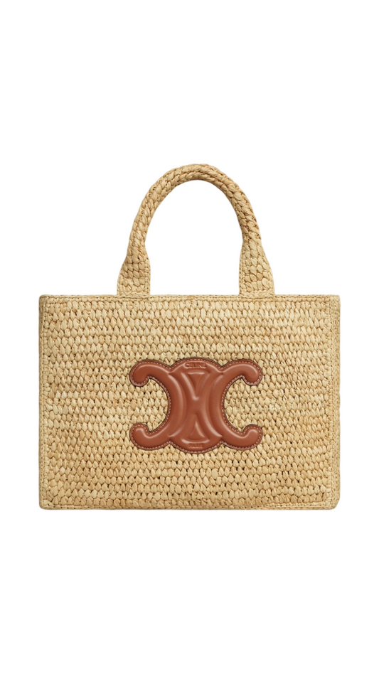 Small Cabas Thais In Raffia And Calfskin in Tan