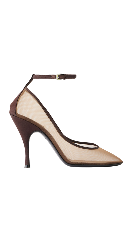 Strappy Pumps in Brown Mesh