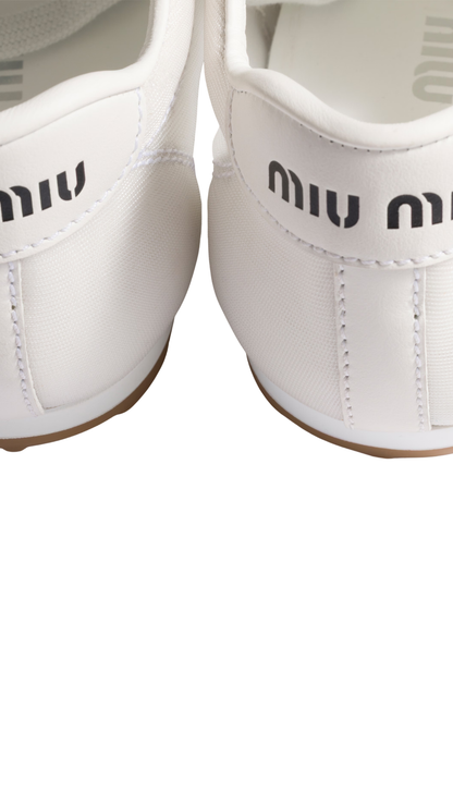 Plume Mesh Fabric Sneakers in White