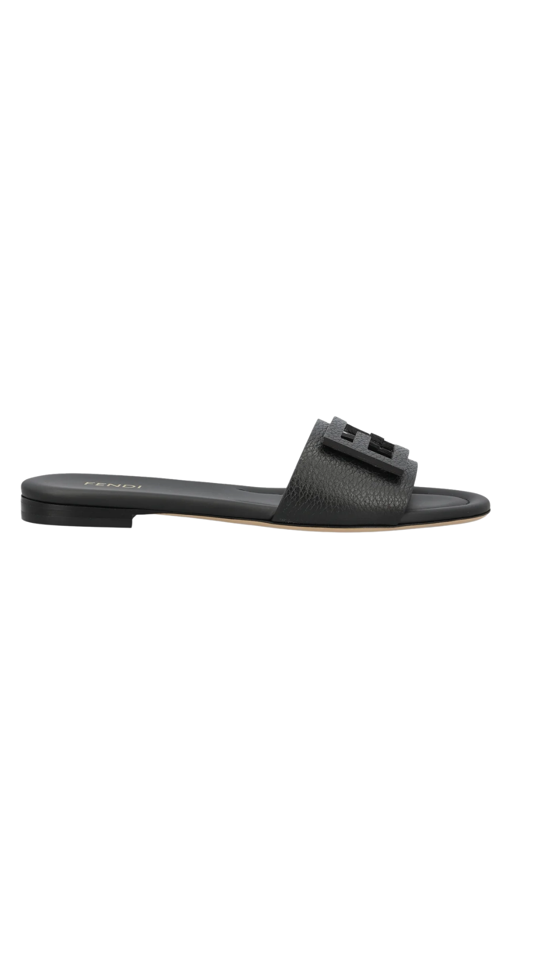 Tube Black Leather Slides