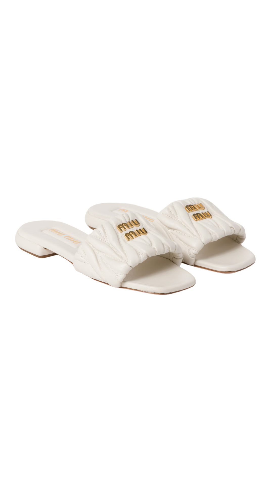 Matelassé Nappa Leather Slides in White
