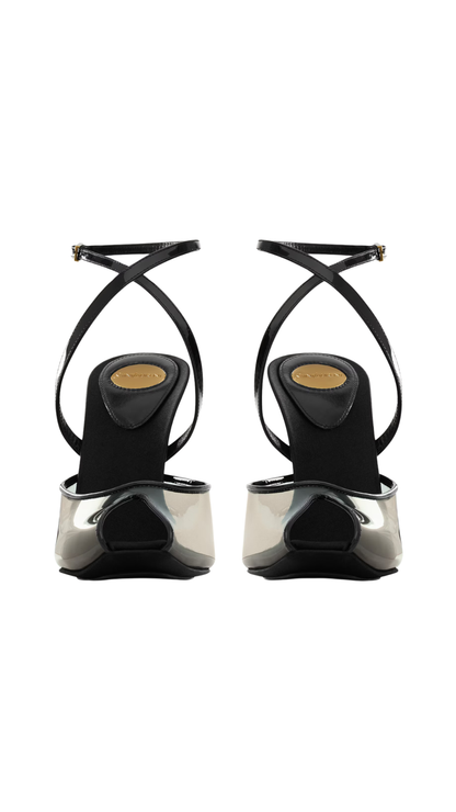 Michelle Sandals in TPU and Patent Leather in Marble Grey & Black
