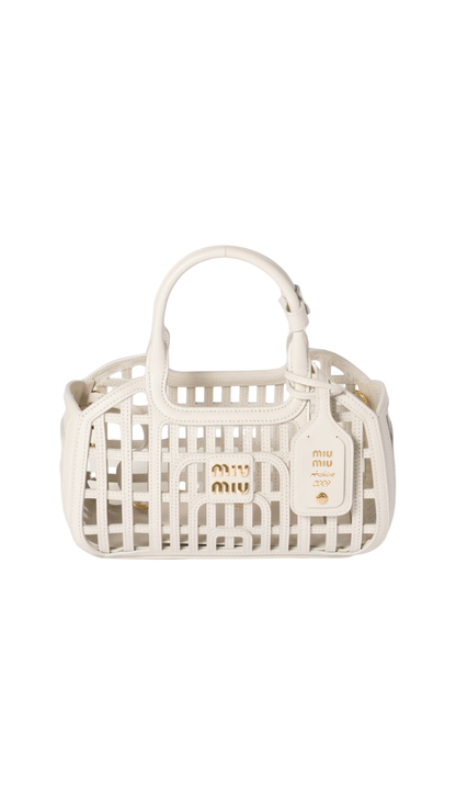 Leather Basket in Chalk White