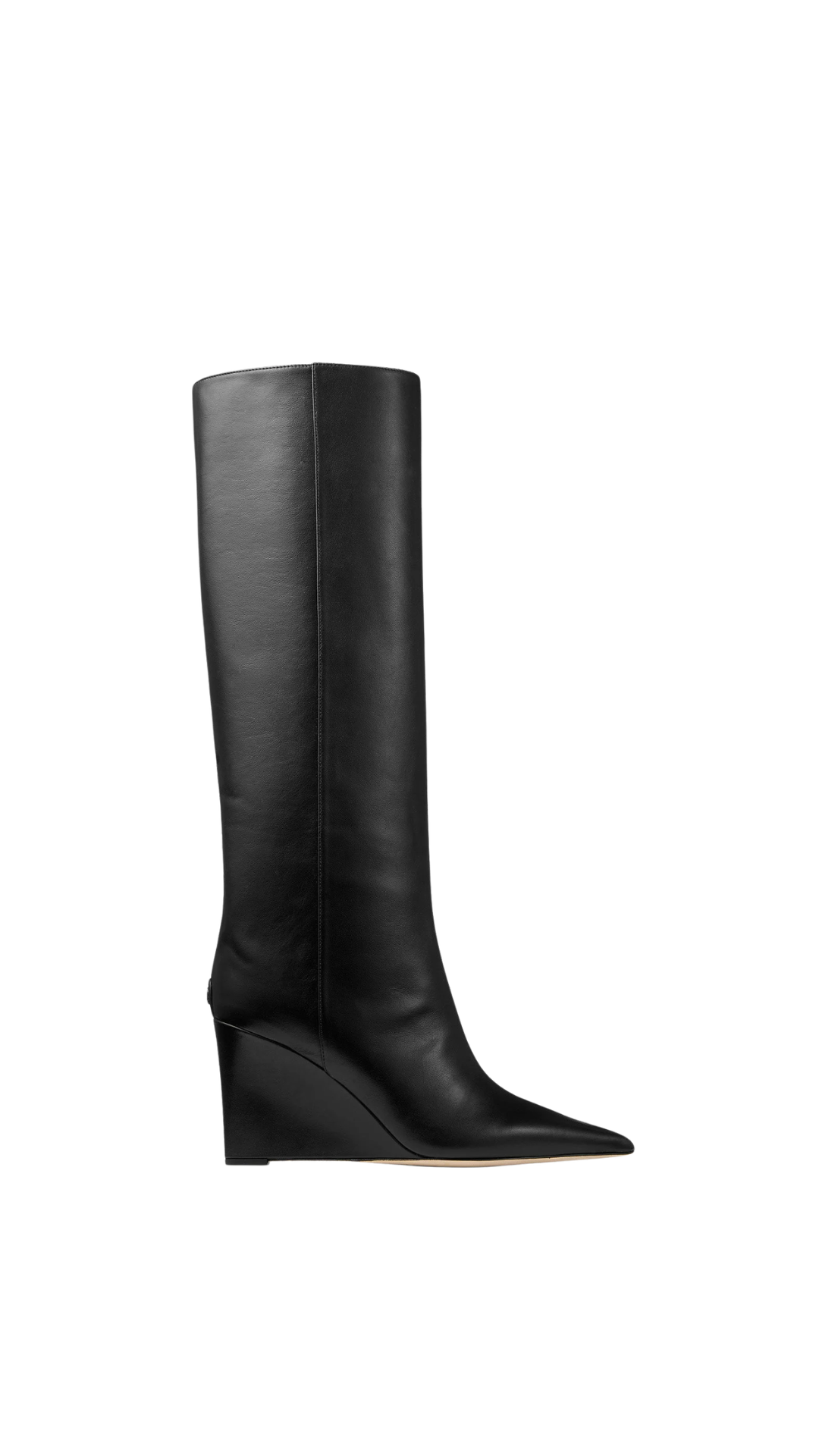 Blake Knee Boot 85 in Black Smooth Leather Knee-High Boots with Wedge Heel