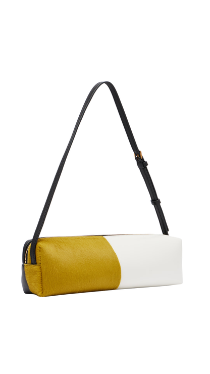 Kye Paneled Leather Shoulder Bag in Black/Yellow/White