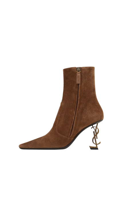 Opyim Booties in Dark Havana Suede