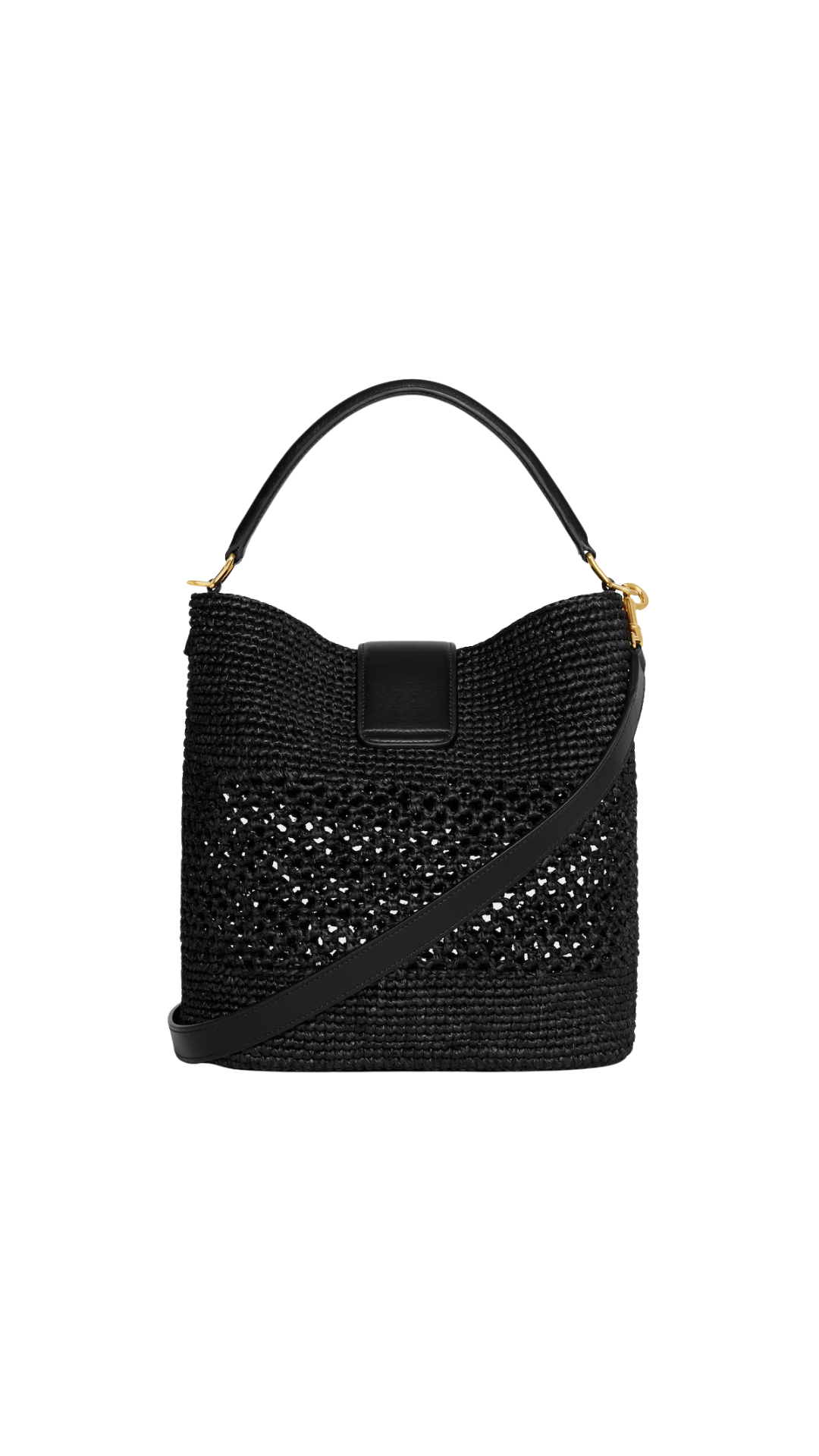 Medium Louise Bucket in Black Raffia and Calfskin