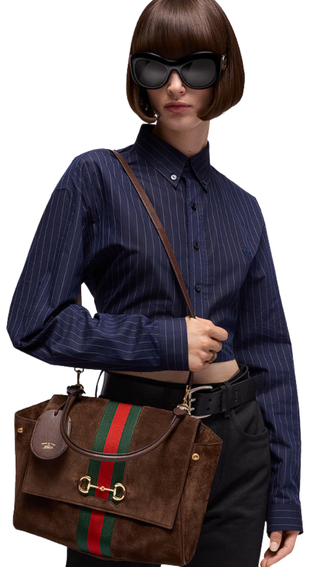Paparazzo Medium Top Handle Bag in Brown Suede