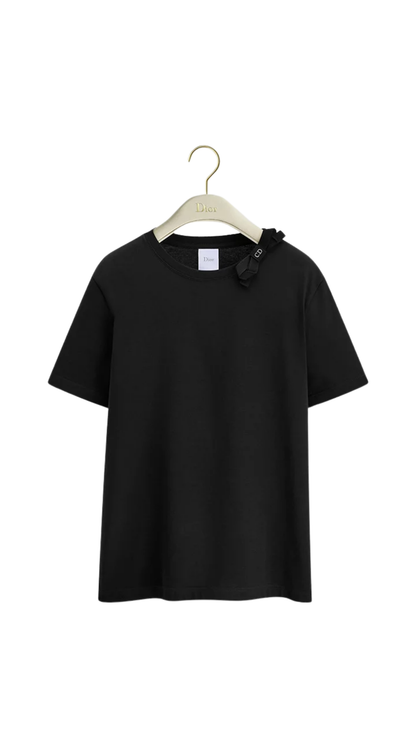 Fitted T-Shirt in Black Cotton Jersey