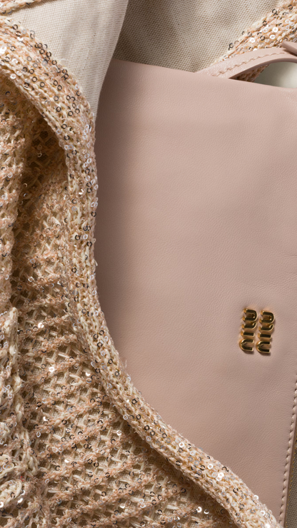 Ivy sequin mesh bag in Powder Pink