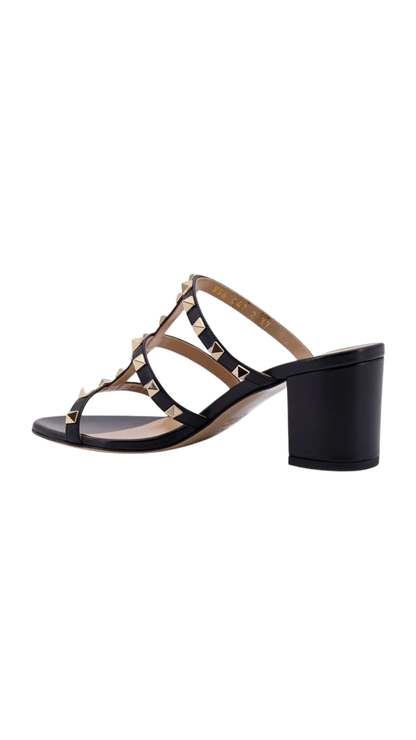 Rockstuds Leather Sandals in Black