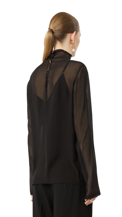 Silk Blouse with Camisole - Black