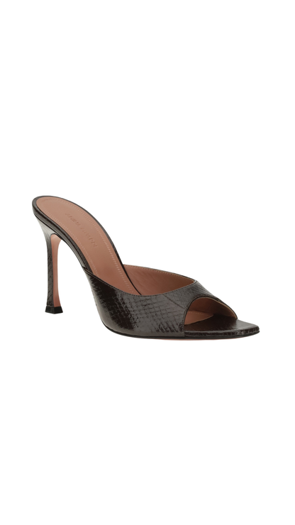 Alexa Croc-Effect Sandals in Coffee